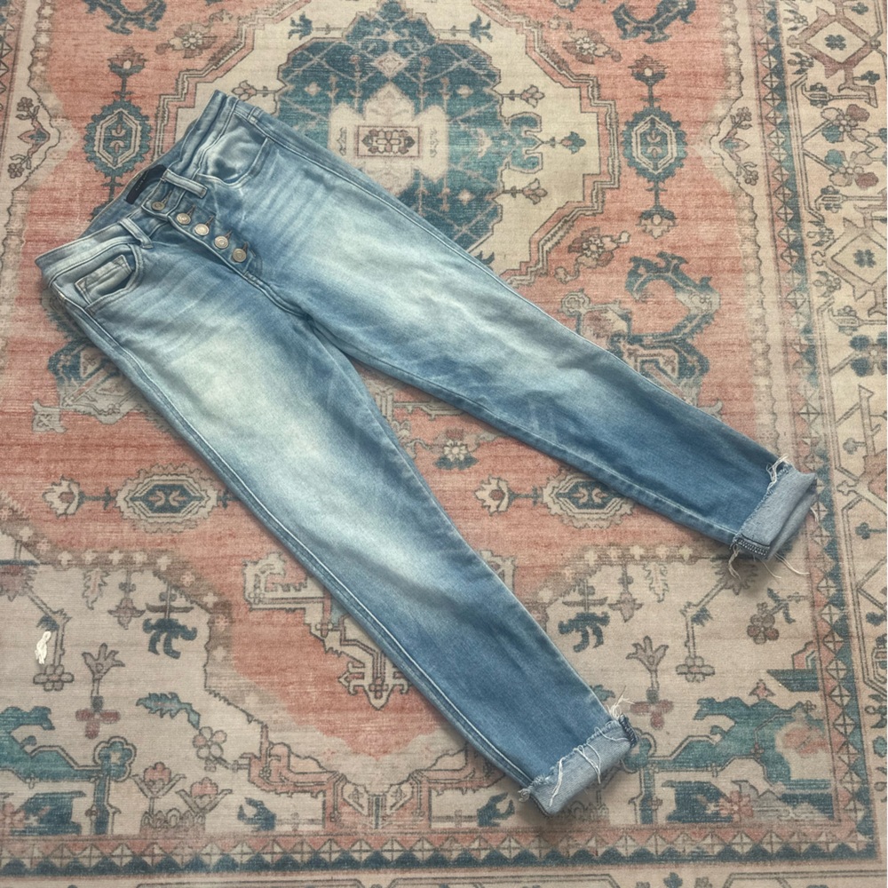 Flying Monkey Light Blue Ankle Button Fly Jeans Size 26